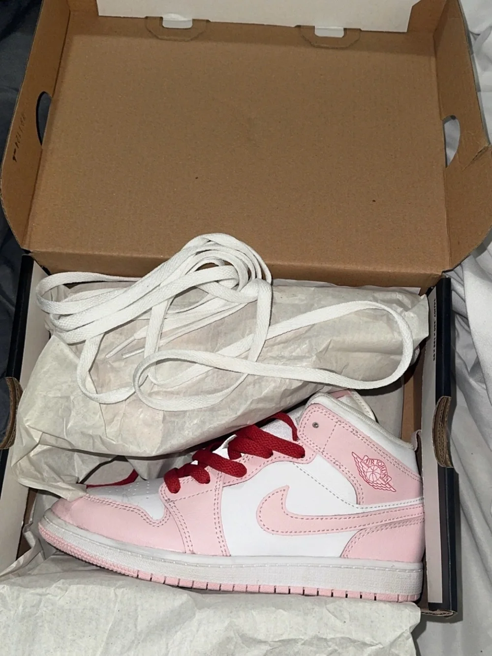 Nike Kids Pink, White and Red High-Top Sneakers